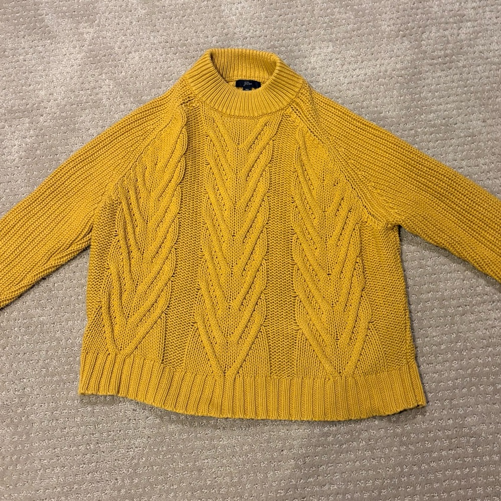 J. Crew Yellow Cable Knit Sweater